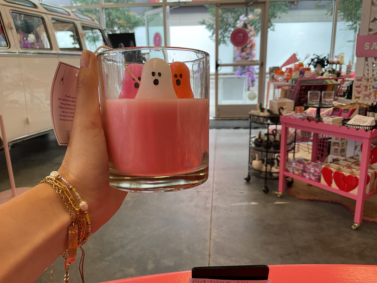 Pink and orange ghost candle