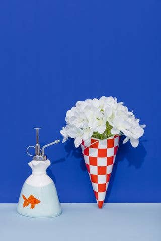 Red Checker Wall Vase