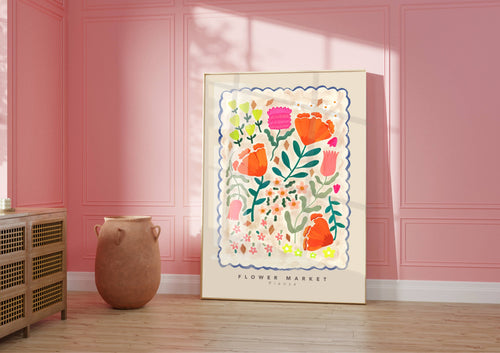 Flower Market Pienza Print - Colorful - A4