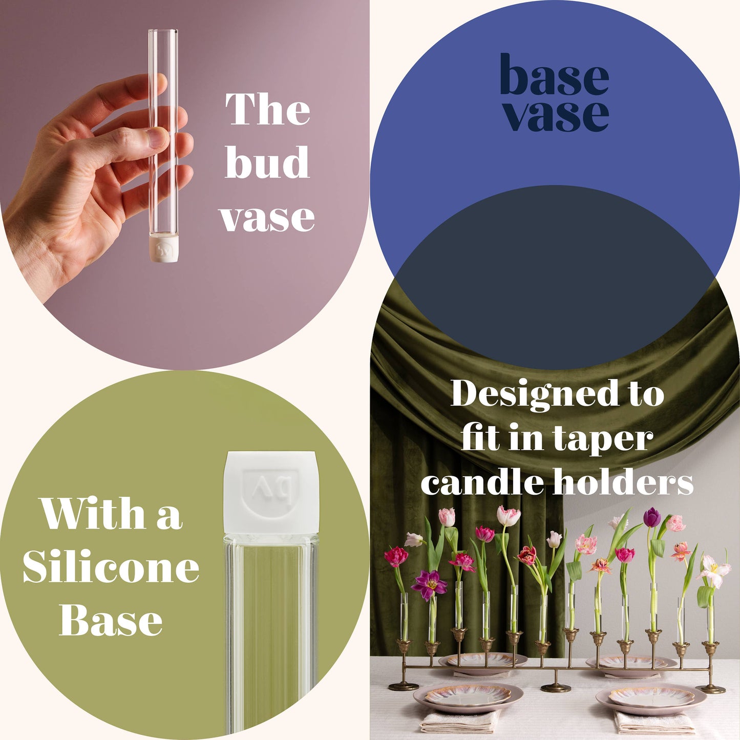 Black Base Vase 3-Pack