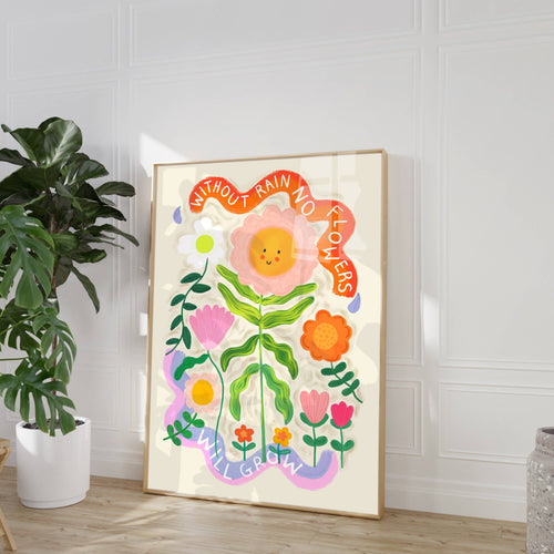 Happy Flowers A3 Art Print