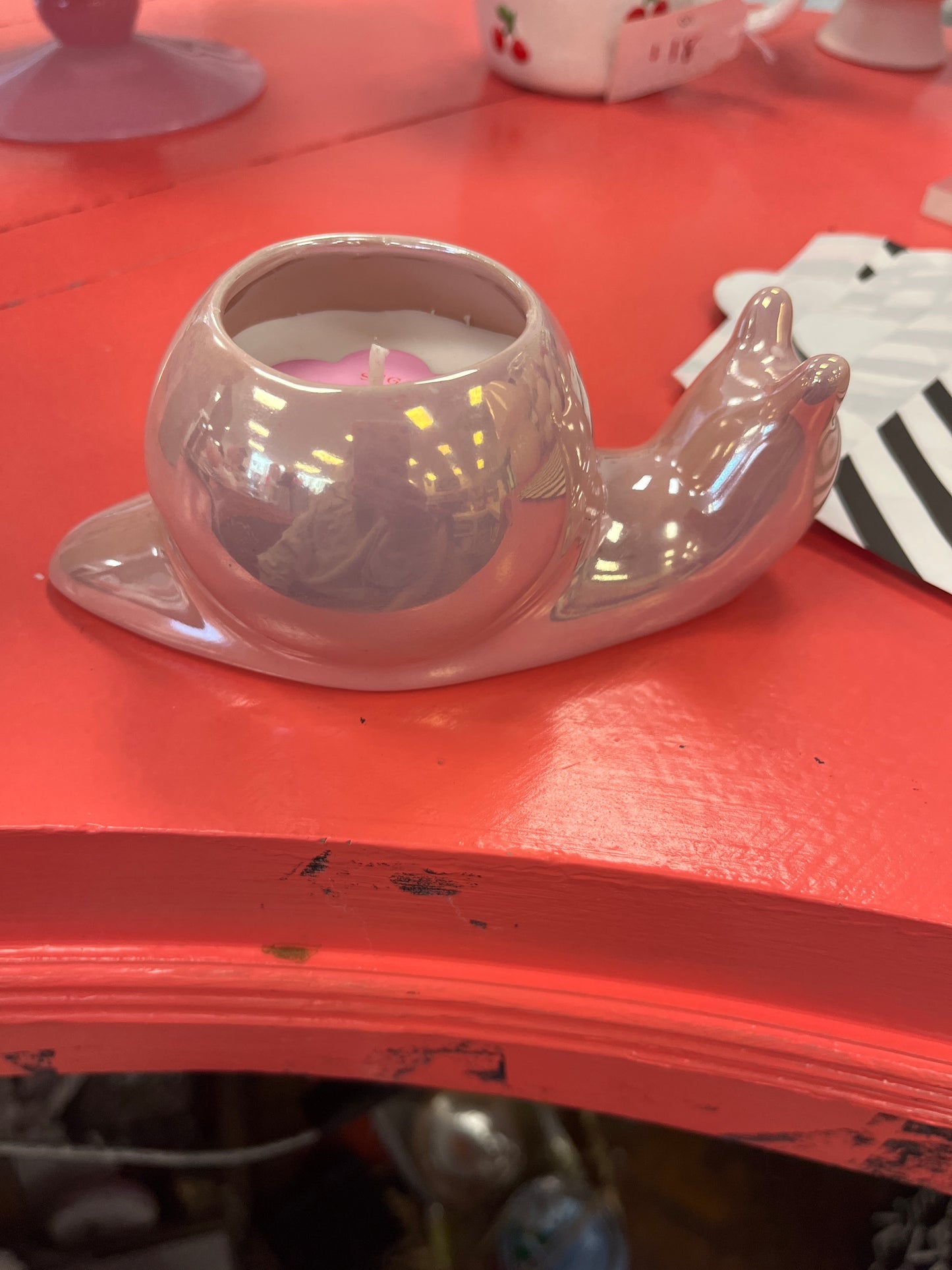 Sugared Peony Snail Candle