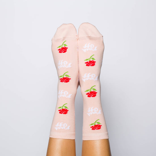 F*ck Off Rose Crew Flower Socks - Small/Women's - Swear Word