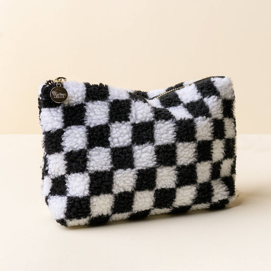 Teddy Pouch-Rectangle-Check Black