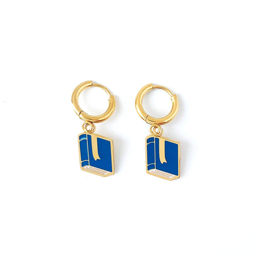 Book Huggie Hoop Earrings