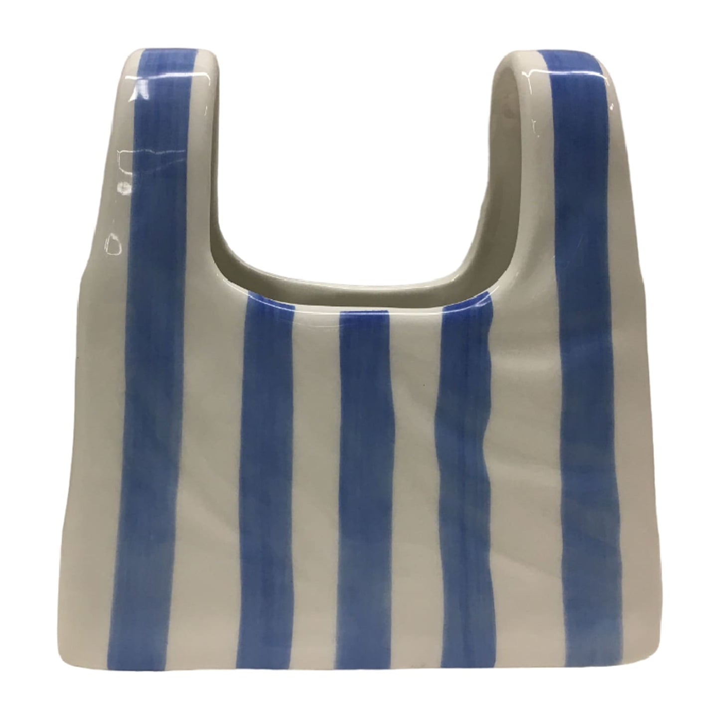 Blue Stripes Ceramic Bag Vase