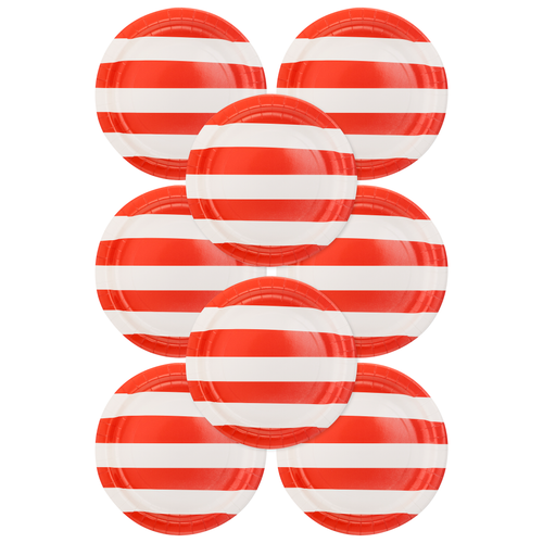 Red Stripe Paper Plates - 8 ct.