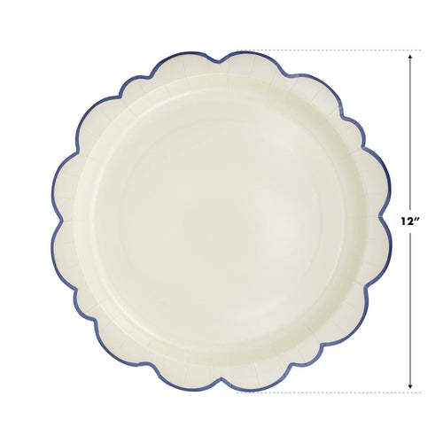 Pembroke Cream with Blue Edge 12" Paper Plates