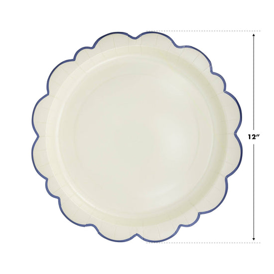 Pembroke Cream with Blue Edge 12" Paper Plates