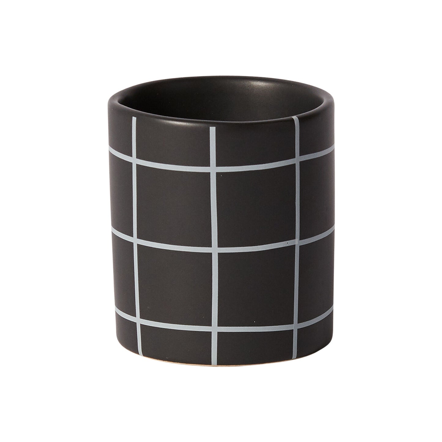 Matte Black Grid Planter Pot