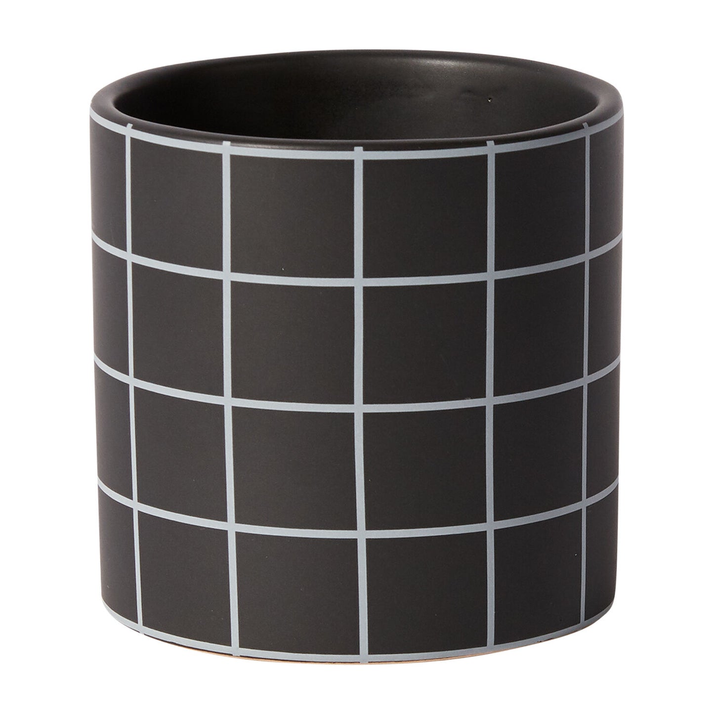 Matte Black Grid Planter Pot