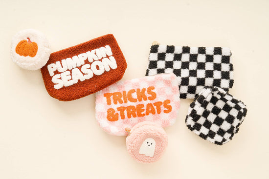 Teddy Pouch-Rectangle-Check Black