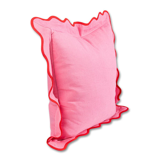 Darcy Linen Pillow - Light Pink + Cherry: WITH INSERT