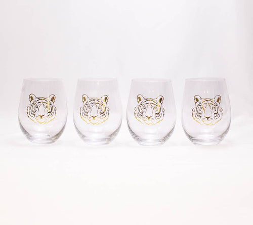 Gold Tiger Wine Glass