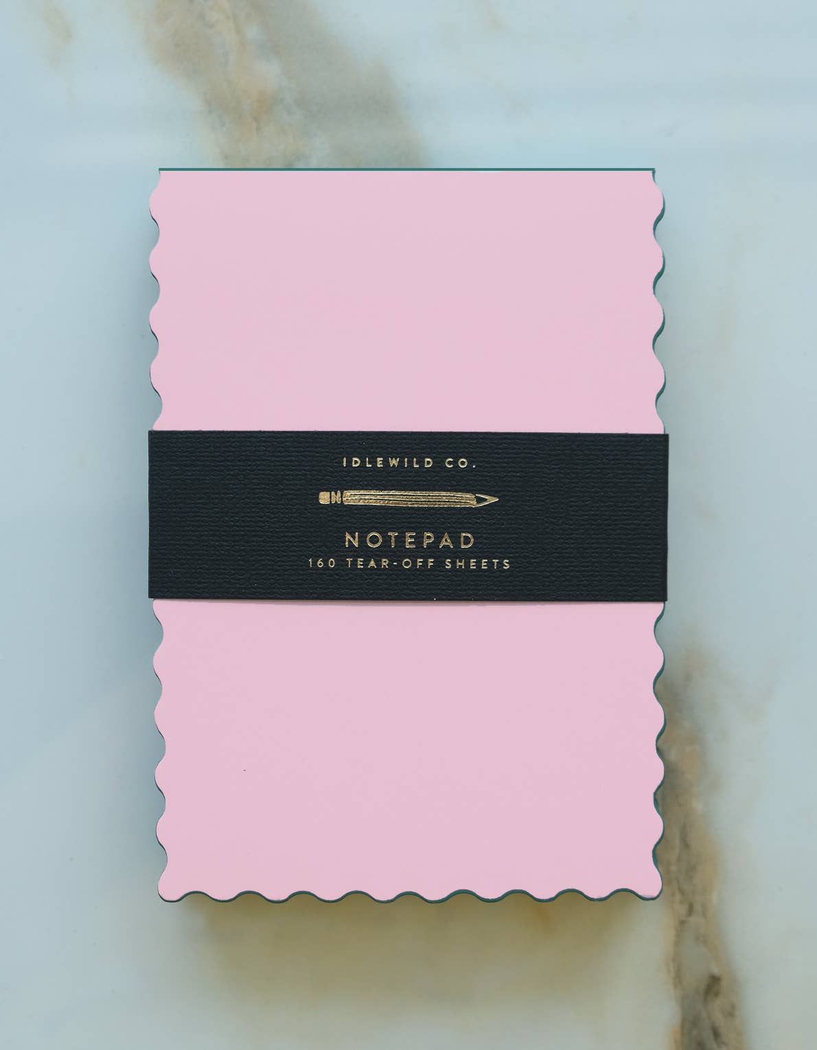Mini Wave Shaped Notepad - Pink + Evergreen Edge