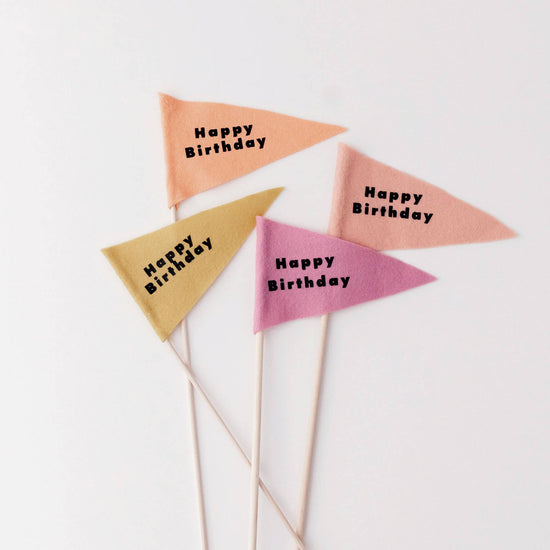 Birthday Pennant Flag - Peach