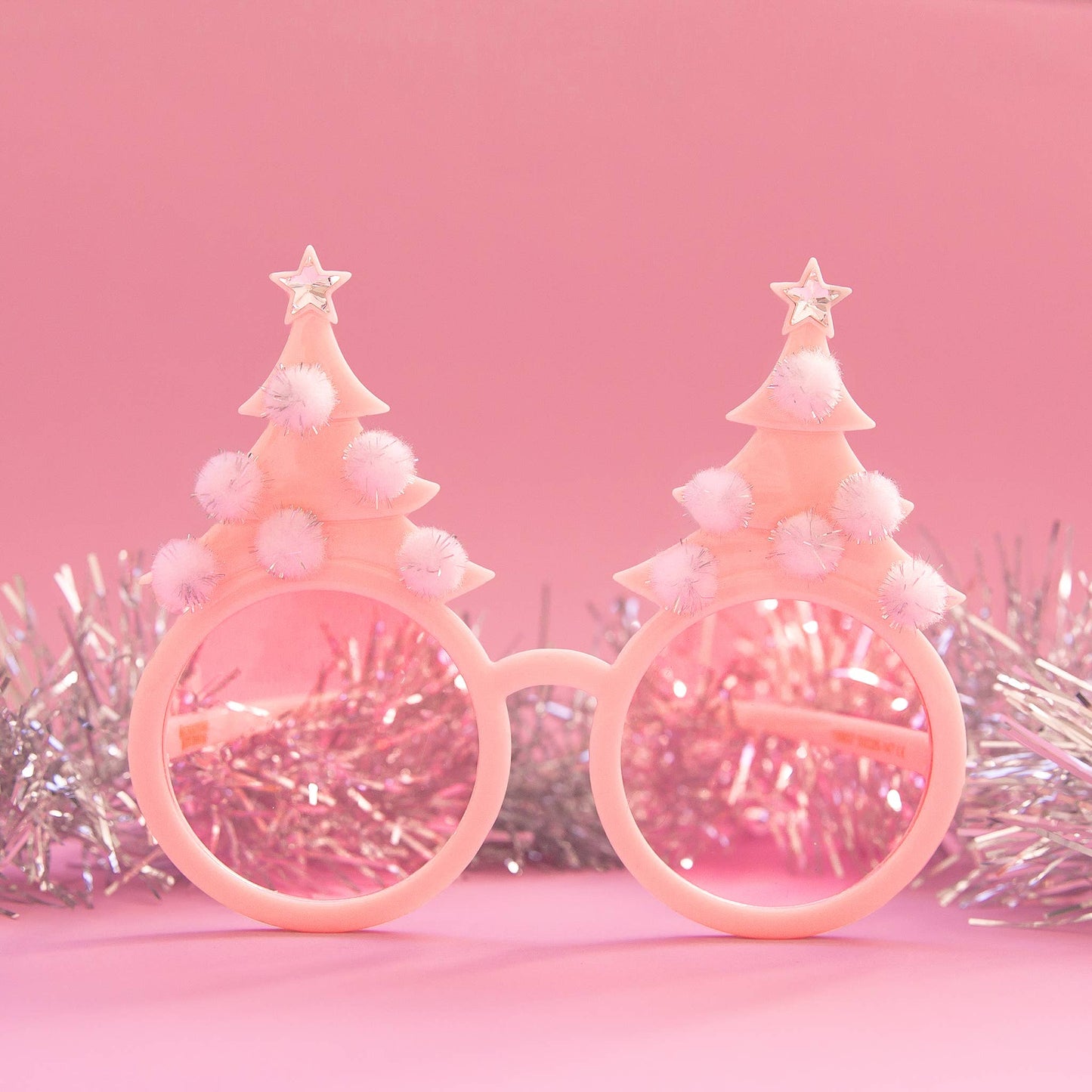 Christmas Tree Holiday Glasses - Pastel Pink