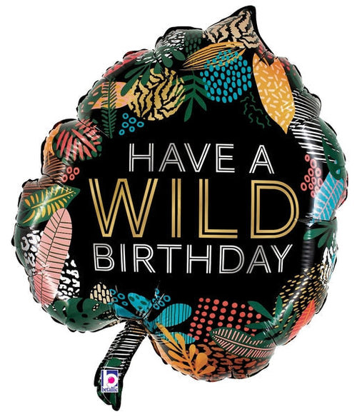 Wild Birthday Tropical Leaf Foil Balloon