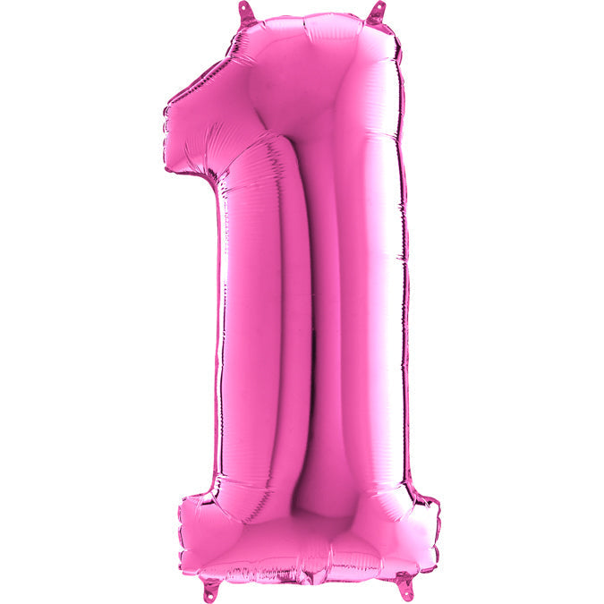 Foil Number Balloons - Hot Pink
