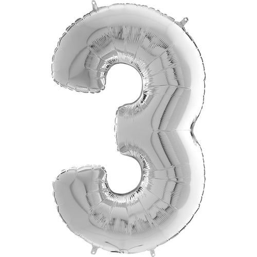 Foil Number Balloons - Silver
