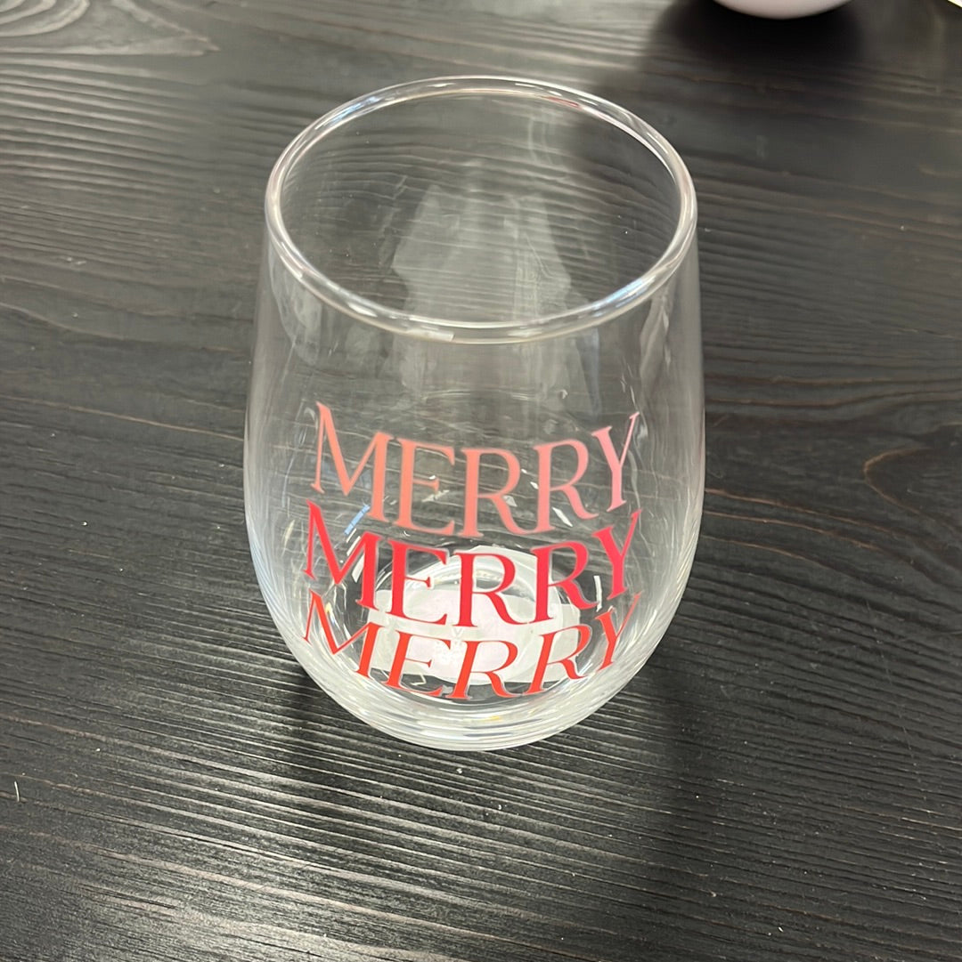 Merry Merry Merry Wine Glass