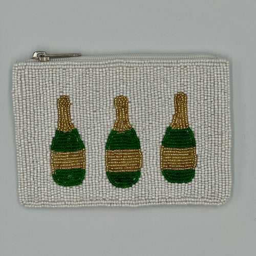 Champagne Bottles Beaded Coin Purse