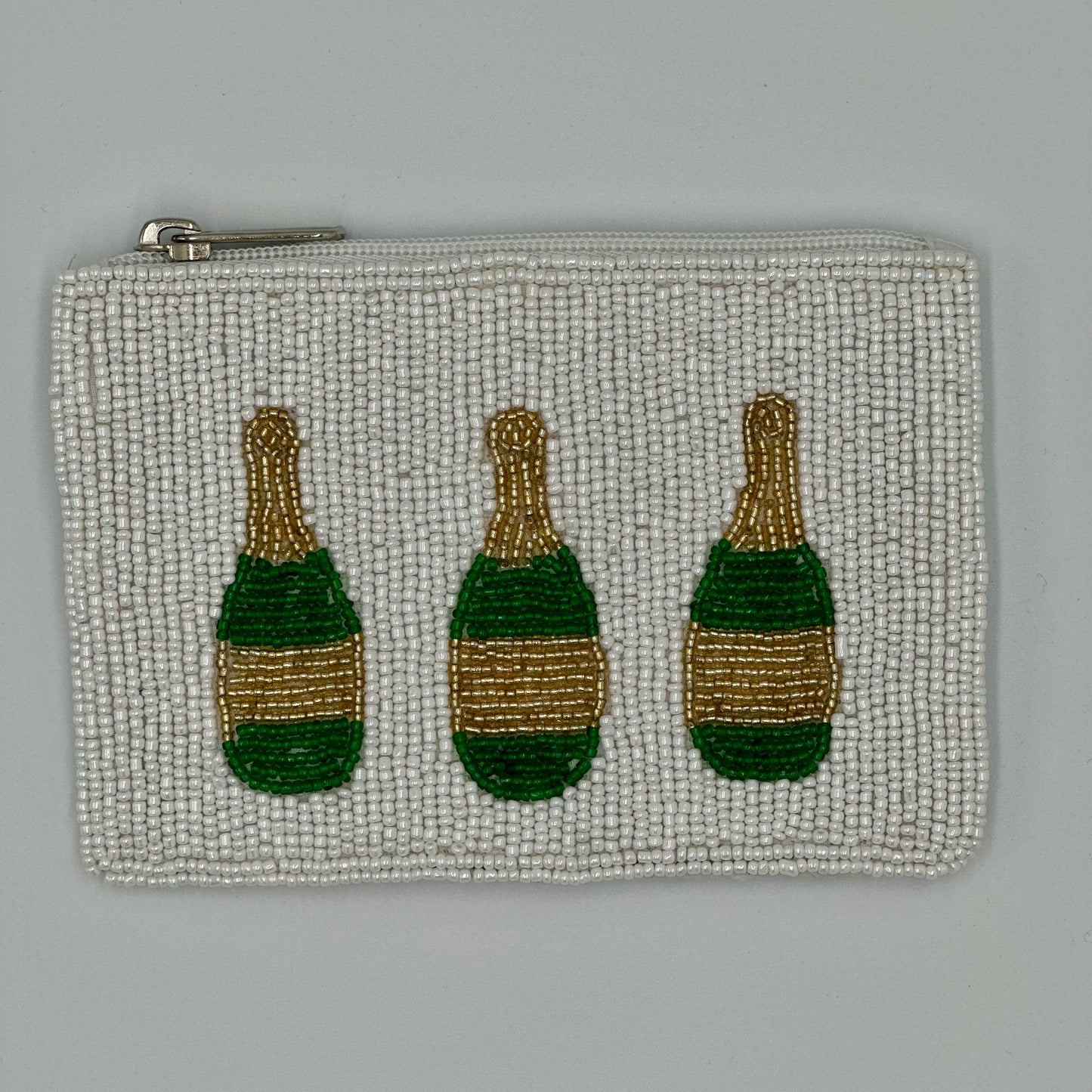 Champagne Bottles Beaded Coin Purse