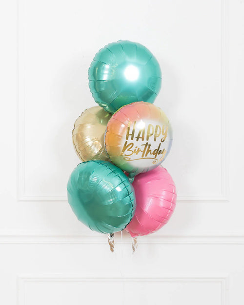 Ombre + Gold Happy Birthday Foil Balloon