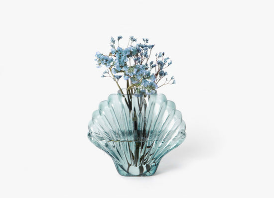 Blue Glass Seashell Vase