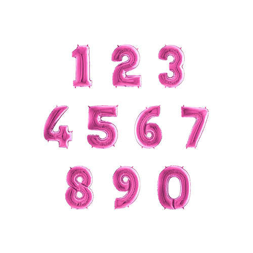 Foil Number Balloons - Hot Pink