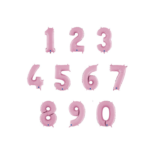 Foil Number Balloons - Pastel Pink