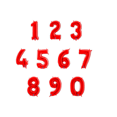 Foil Number Balloons - Red
