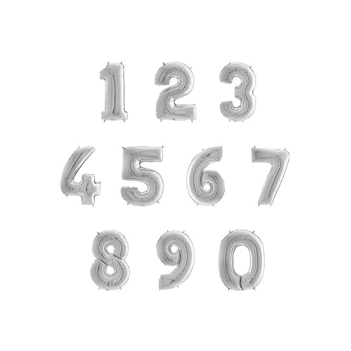 Foil Number Balloons - Silver