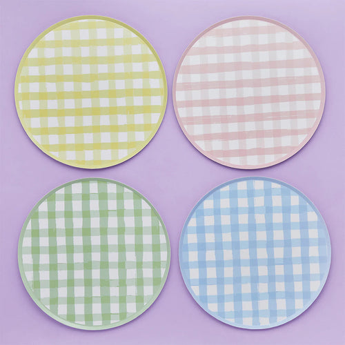 Pastel Gingham Paper Plates - 24 ct.