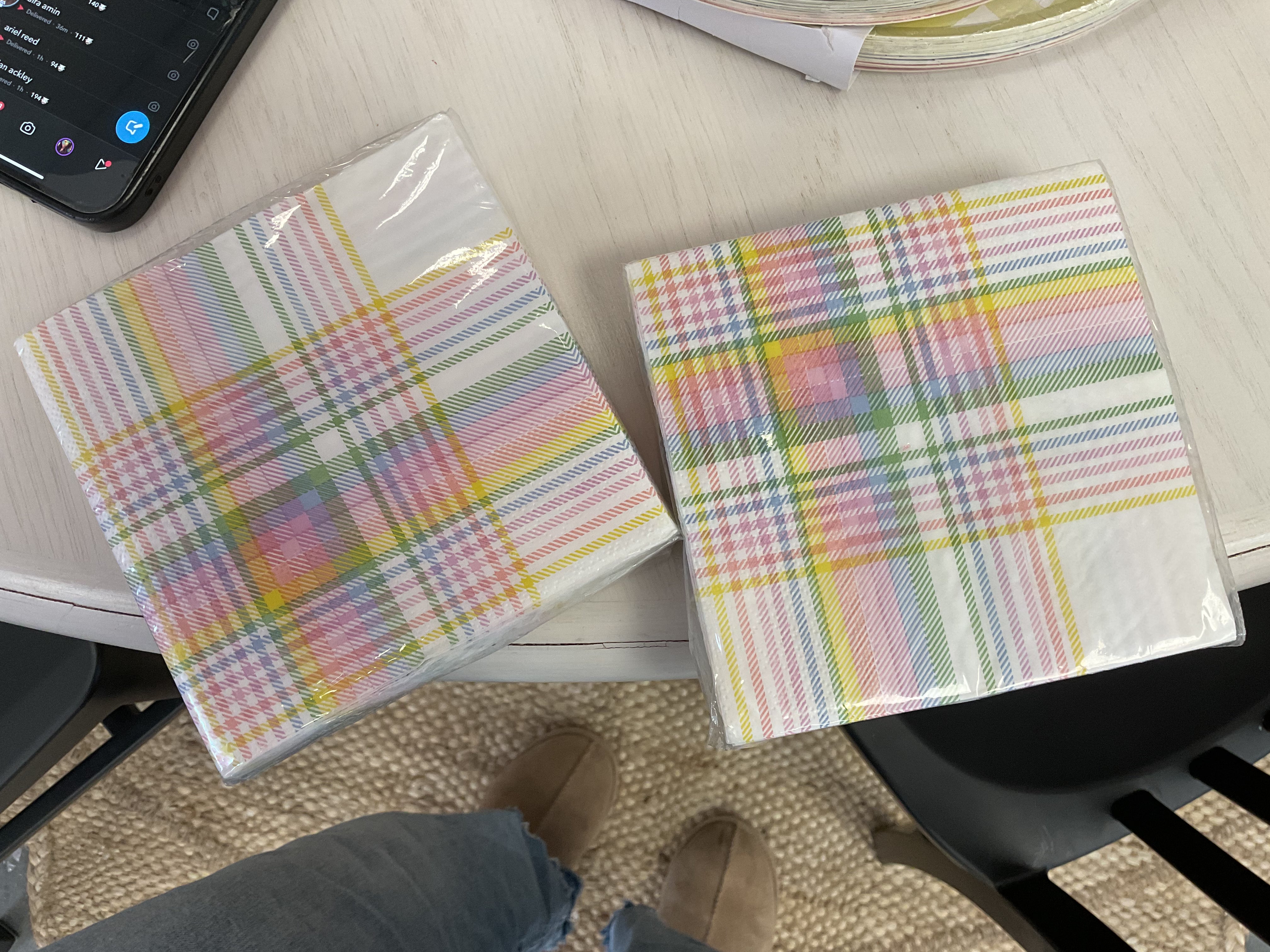 Multicolor gingham napkins