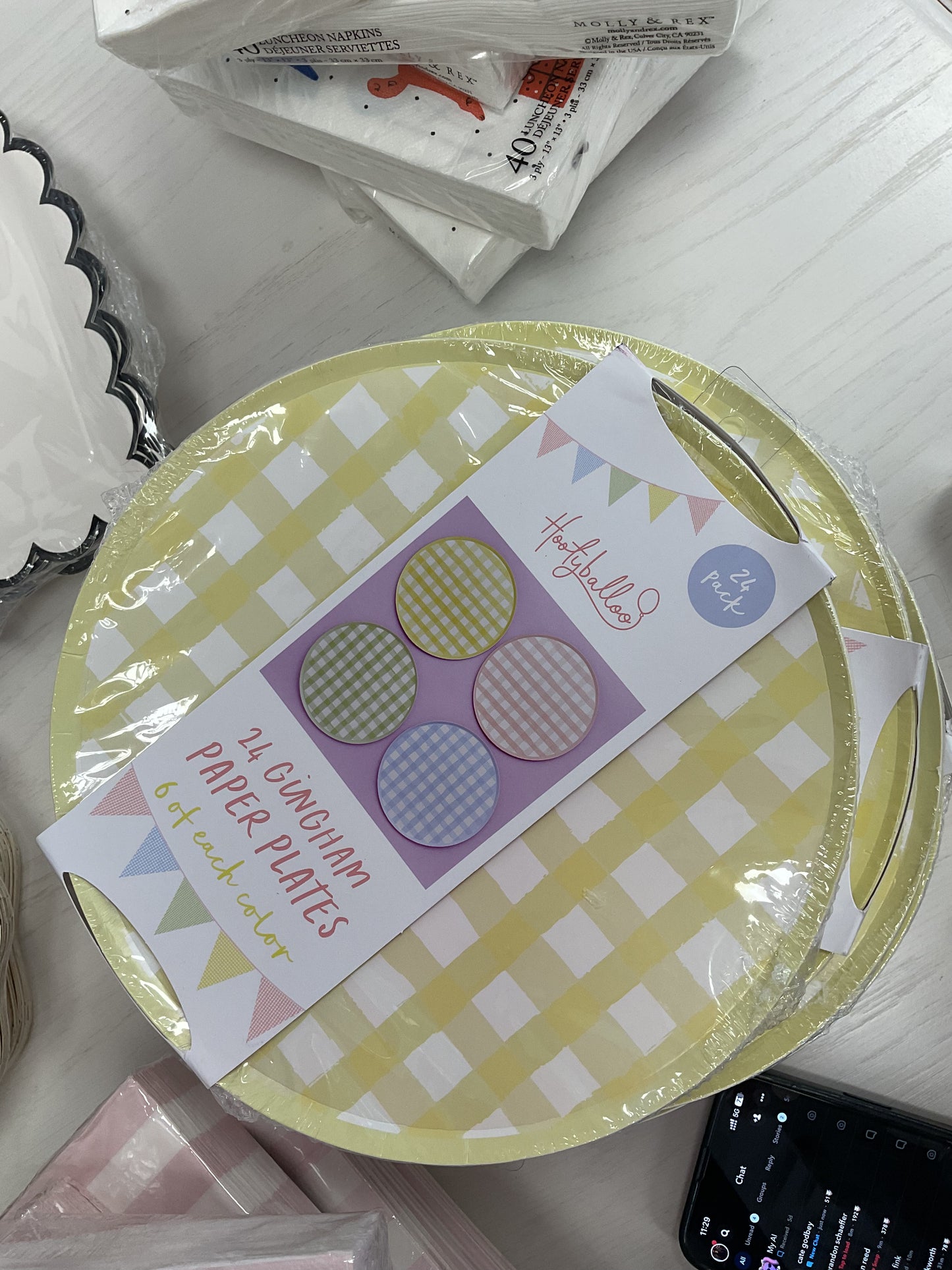 Multicolor Gingham Paper Plates