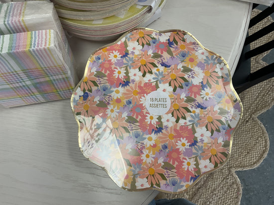 Large floral plate set