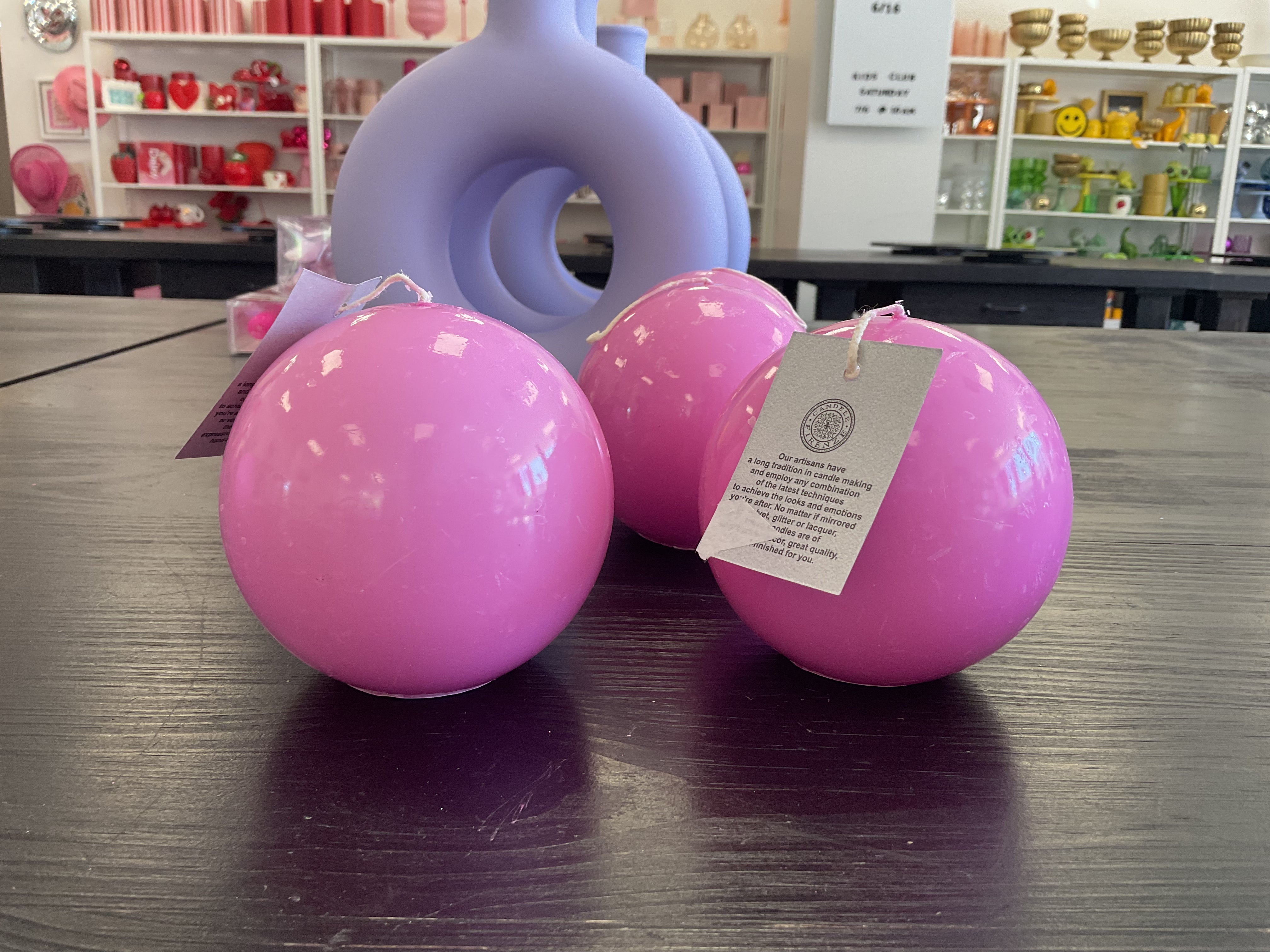 Pink sphere candles