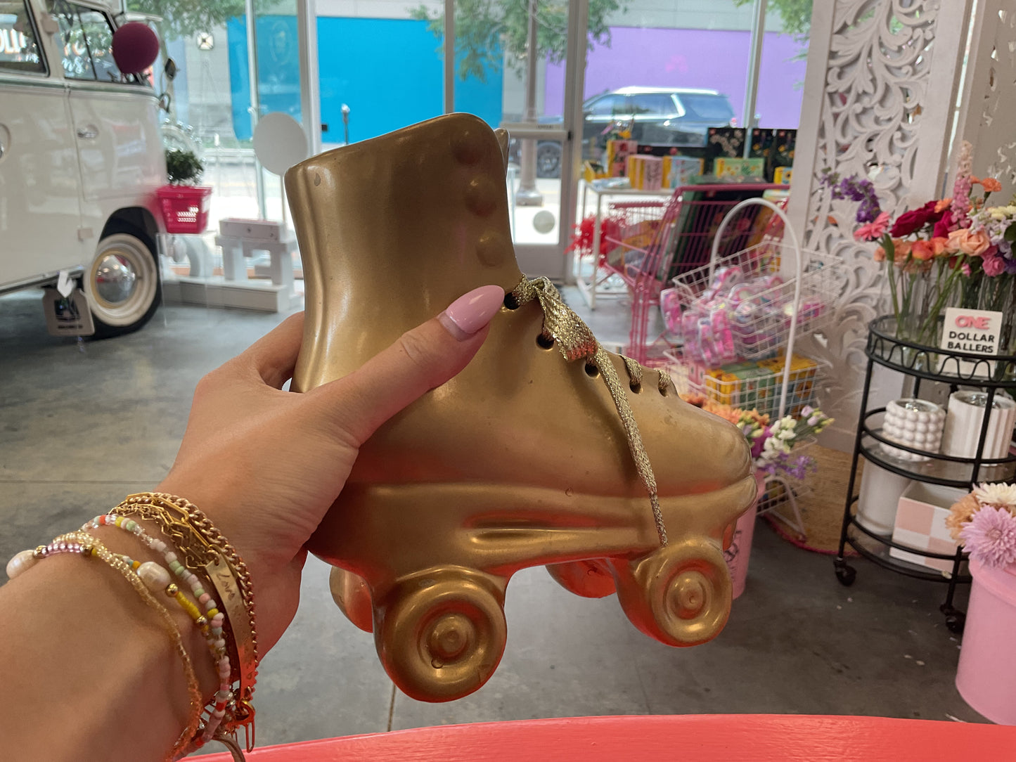 Gold roller skate