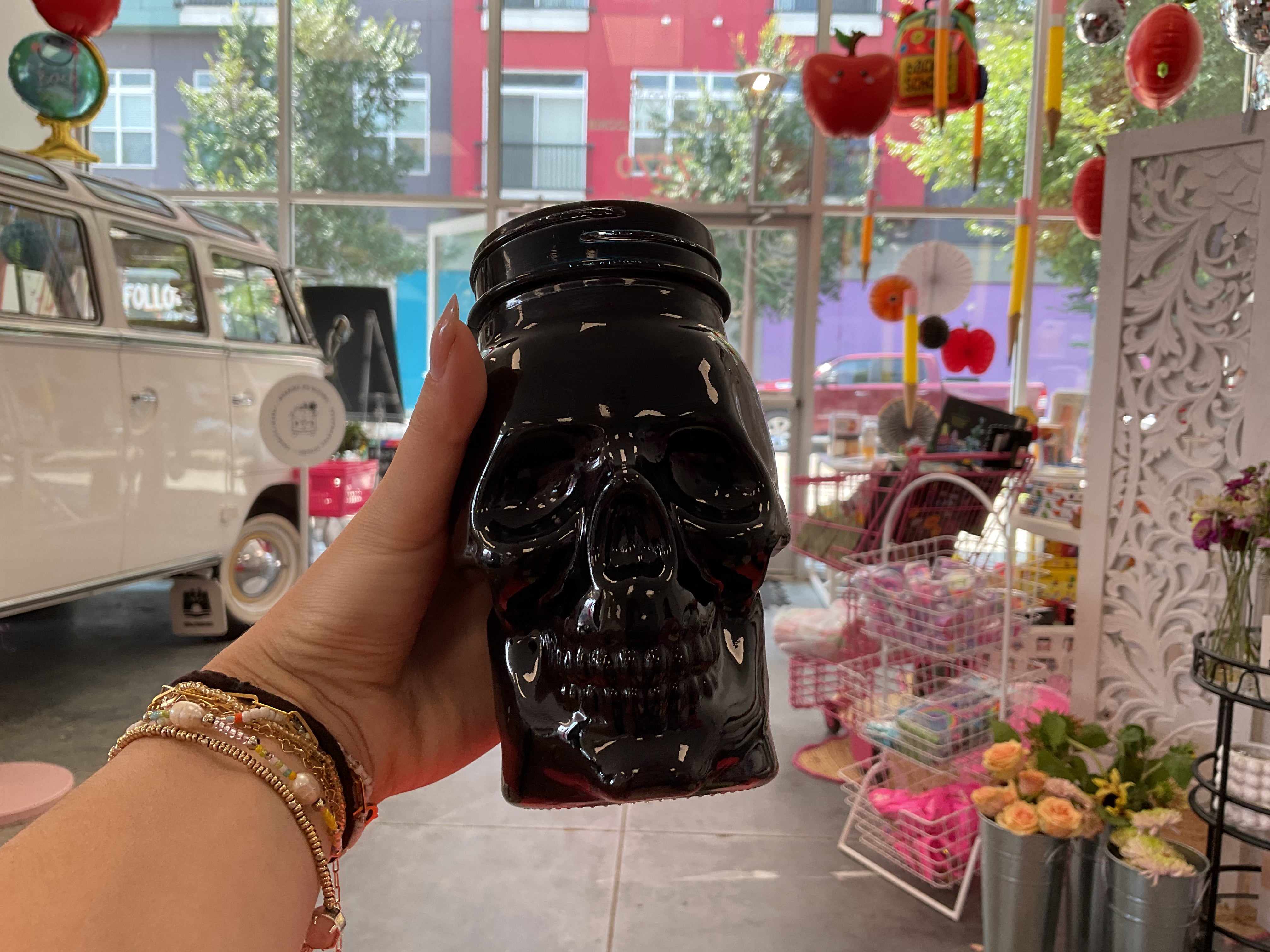 Skull mason jar vase