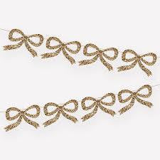 Gold glitter bow garland