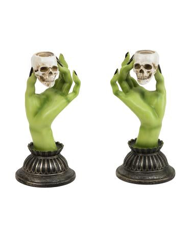 Witch Hand Candle Holder Set - Skulls