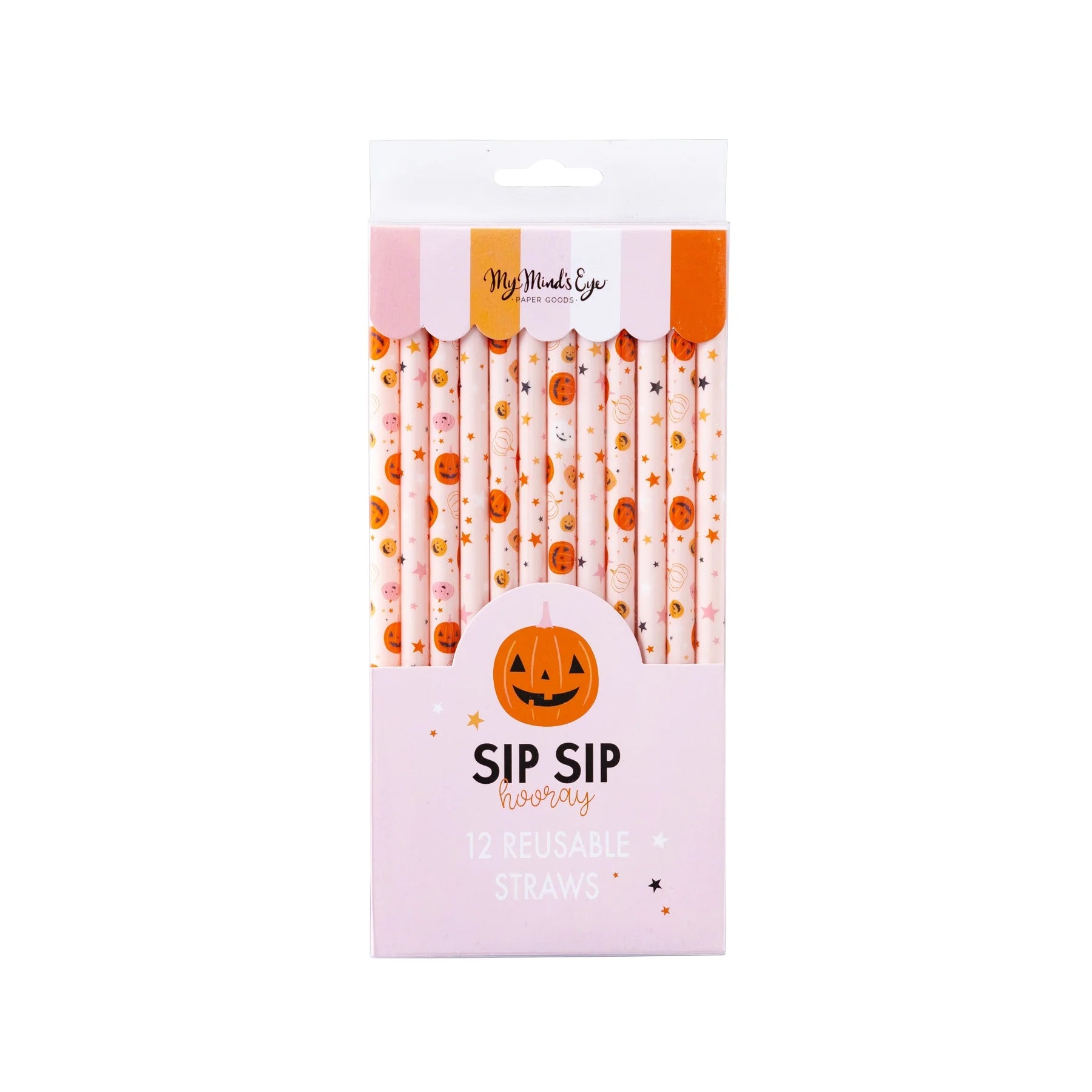 Pink + Orange Pumpkin Reusable Straws