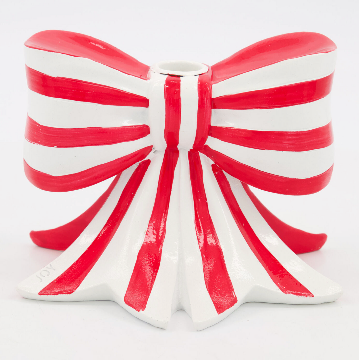 Red Stripe Bow Candle Holder