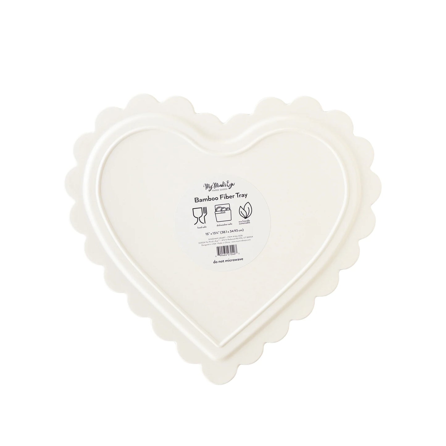 Load image into Gallery viewer, Gingham Heart Bamboo Tray
