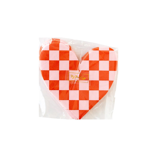Load image into Gallery viewer, Gingham Heart Paper Napkins
