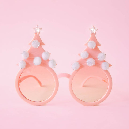 Christmas Tree Holiday Glasses - Pastel Pink