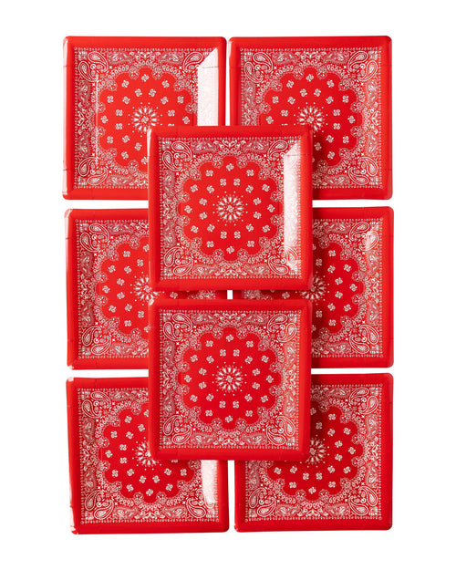 Red Bandana Paper Plates - 8 Ct.