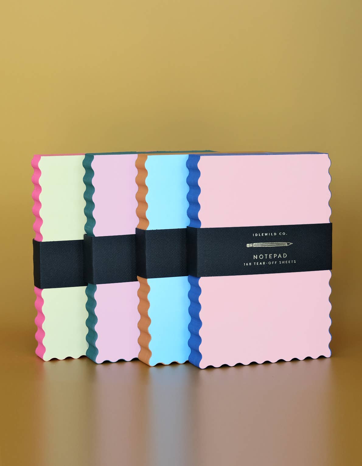 Mini Wave Shaped Notepad - Pink + Evergreen Edge