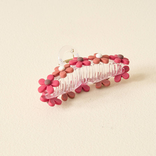 Daisy Claw Clip - Burgundy